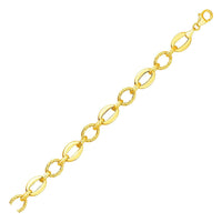 Thumbnail for Shiny and Textured Oval Link Bracelet in 14k Yellow Gold Bracelets Angelucci Jewelry   