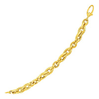 Thumbnail for Shiny and Textured Teardrop and Round Link Bracelet in 14k Yellow Gold Bracelets Angelucci Jewelry   
