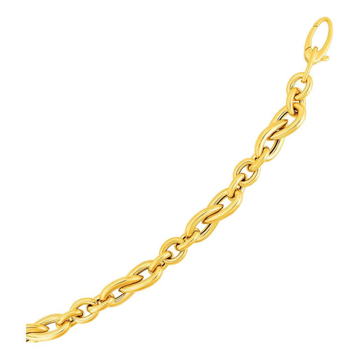 Teardrop and Round Link Bracelet in 14k Yellow Gold Bracelets Angelucci Jewelry   