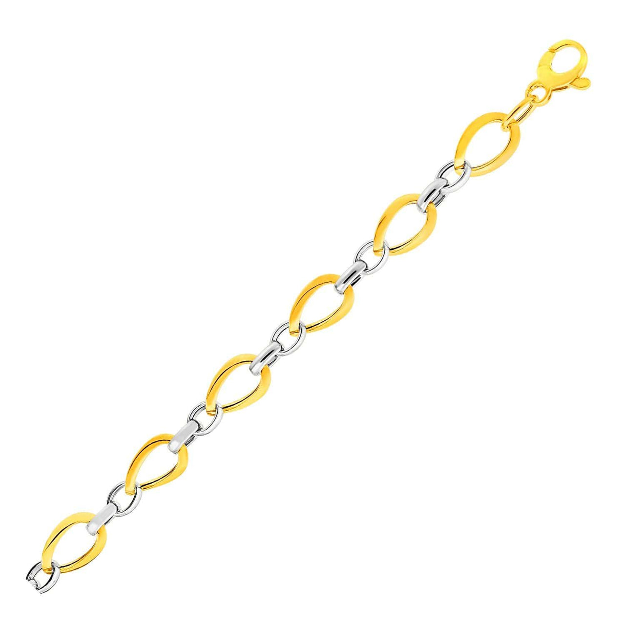 Twisted Oval Chain Bracelet in 14k Two Tone Gold Bracelets Angelucci Jewelry   