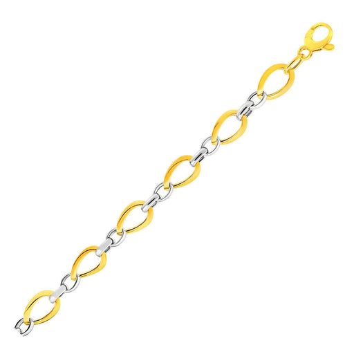 Twisted Oval Chain Bracelet in 14k Two Tone Gold Bracelets Angelucci Jewelry   