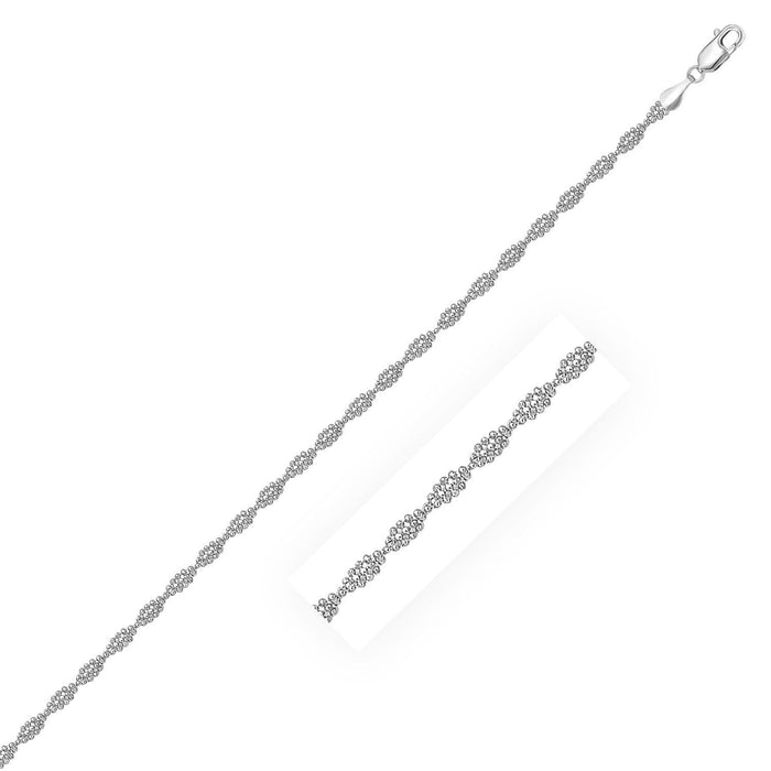 14k White Gold Diamond Cut Bead Chain Twisted Bracelet Bracelets Angelucci Jewelry   