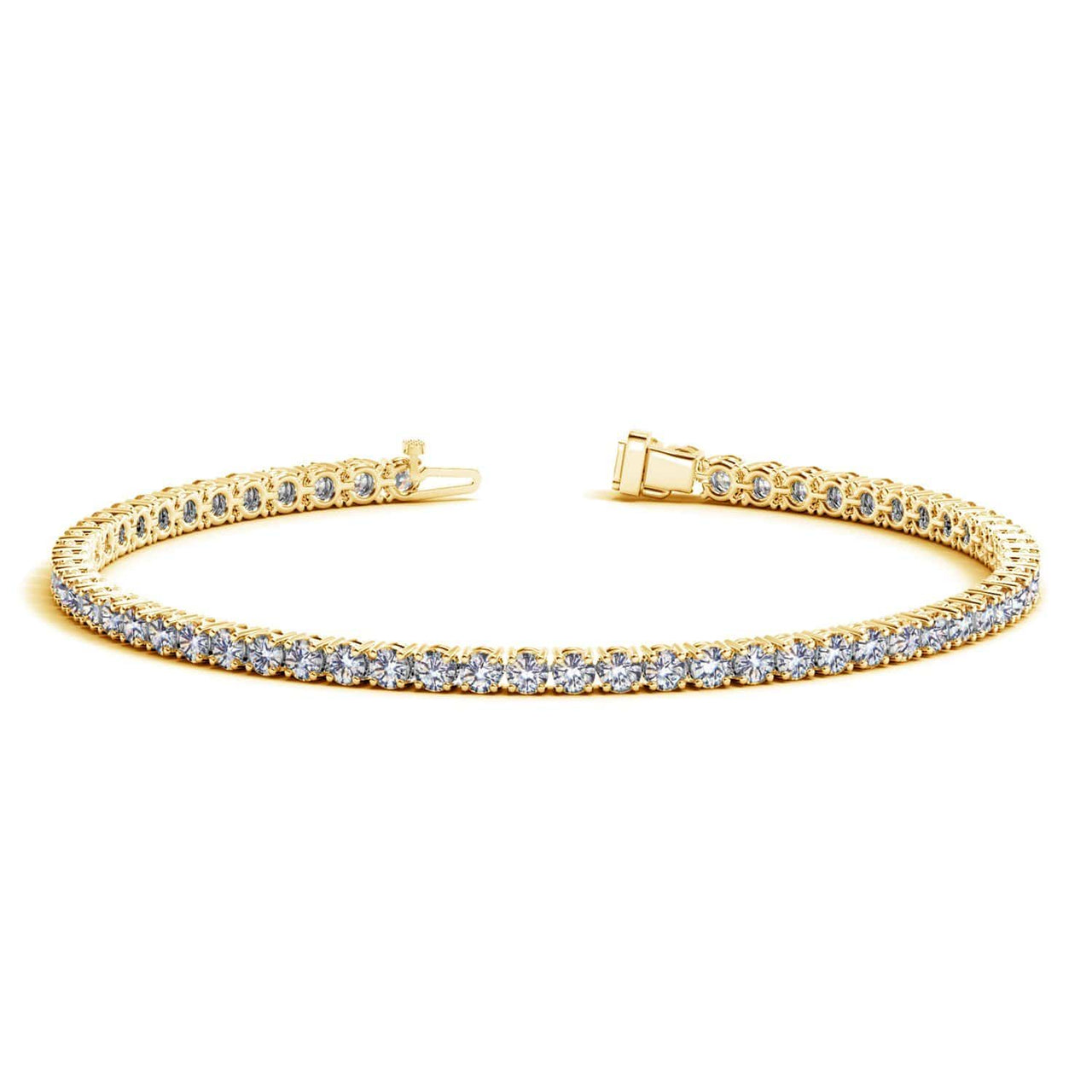 14k Yellow Gold Round Diamond Tennis Bracelet (4 cttw) Bracelets Angelucci Jewelry   