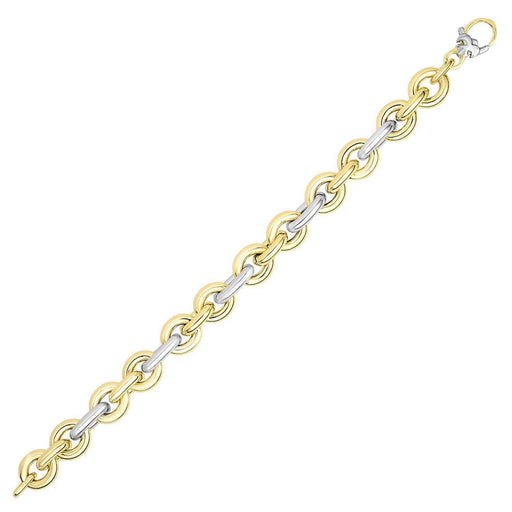 14k Two-Tone Gold Shiny Oval Shape Link Bracelet Bracelets Angelucci Jewelry   