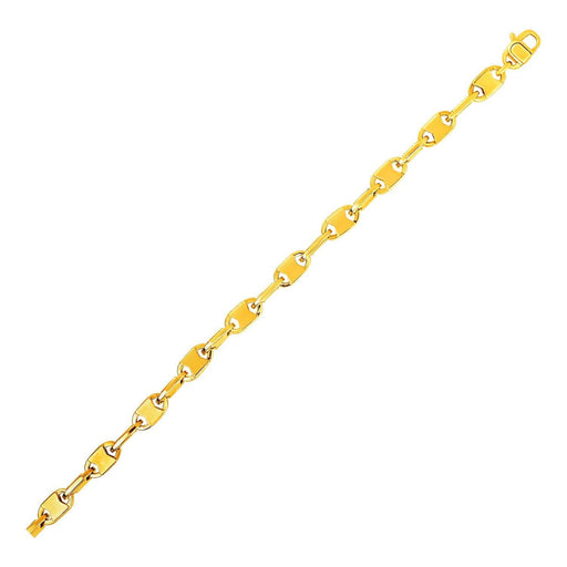 Mens Polished Link Bracelet in 14k Yellow Gold Bracelets Angelucci Jewelry   