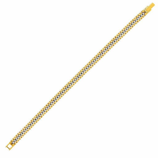 14k Two-Toned Yellow and White Gold Panther Link Bracelet Bracelets Angelucci Jewelry   
