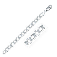 Thumbnail for Rhodium Plated 7.9mm Sterling Silver Curb Style Bracelet Bracelets Angelucci Jewelry   