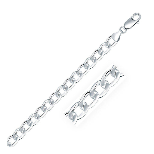Rhodium Plated 7.9mm Sterling Silver Curb Style Bracelet Bracelets Angelucci Jewelry   