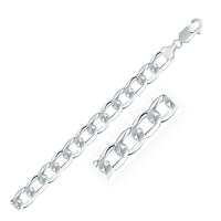 Thumbnail for Rhodium Plated 8.4mm Sterling Silver Curb Style Bracelet Bracelets Angelucci Jewelry   