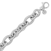 Thumbnail for Sterling Silver Oval Cable Style Stationed Chain Bracelet Bracelets Angelucci Jewelry   