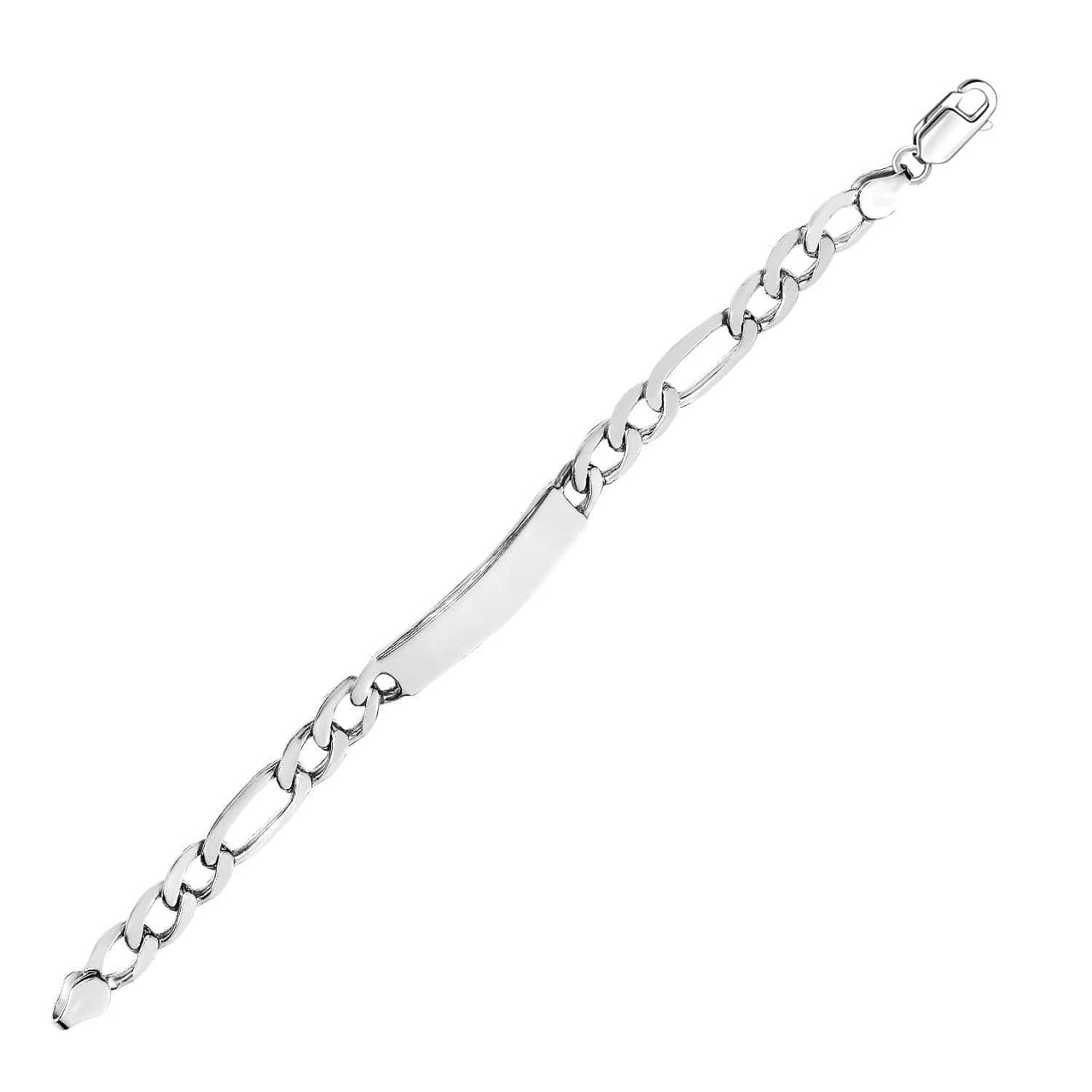 Sterling Silver Men's ID Bracelet with Figaro Chain Bracelets Angelucci Jewelry   