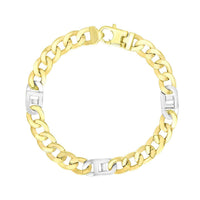Thumbnail for 14k Two-Tone Gold Men's Bracelet with Curb Design Chain Bracelets Angelucci Jewelry   