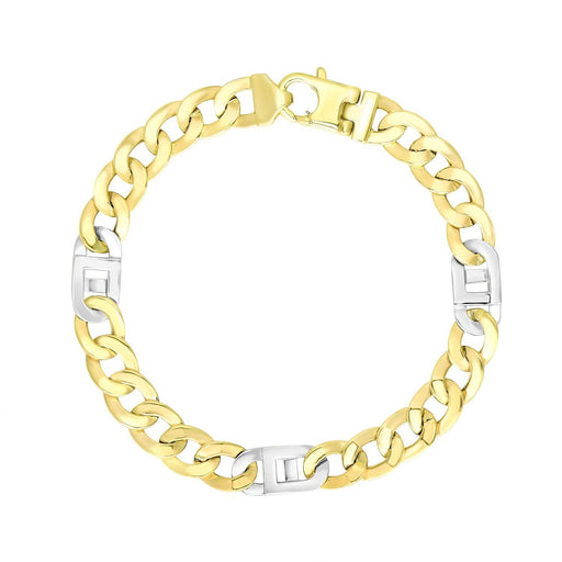 14k Two-Tone Gold Men's Bracelet with Curb Design Chain Bracelets Angelucci Jewelry   