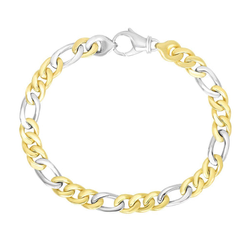 14k Two-Tone Gold Men's Figaro Link Style Bracelet Bracelets Angelucci Jewelry   