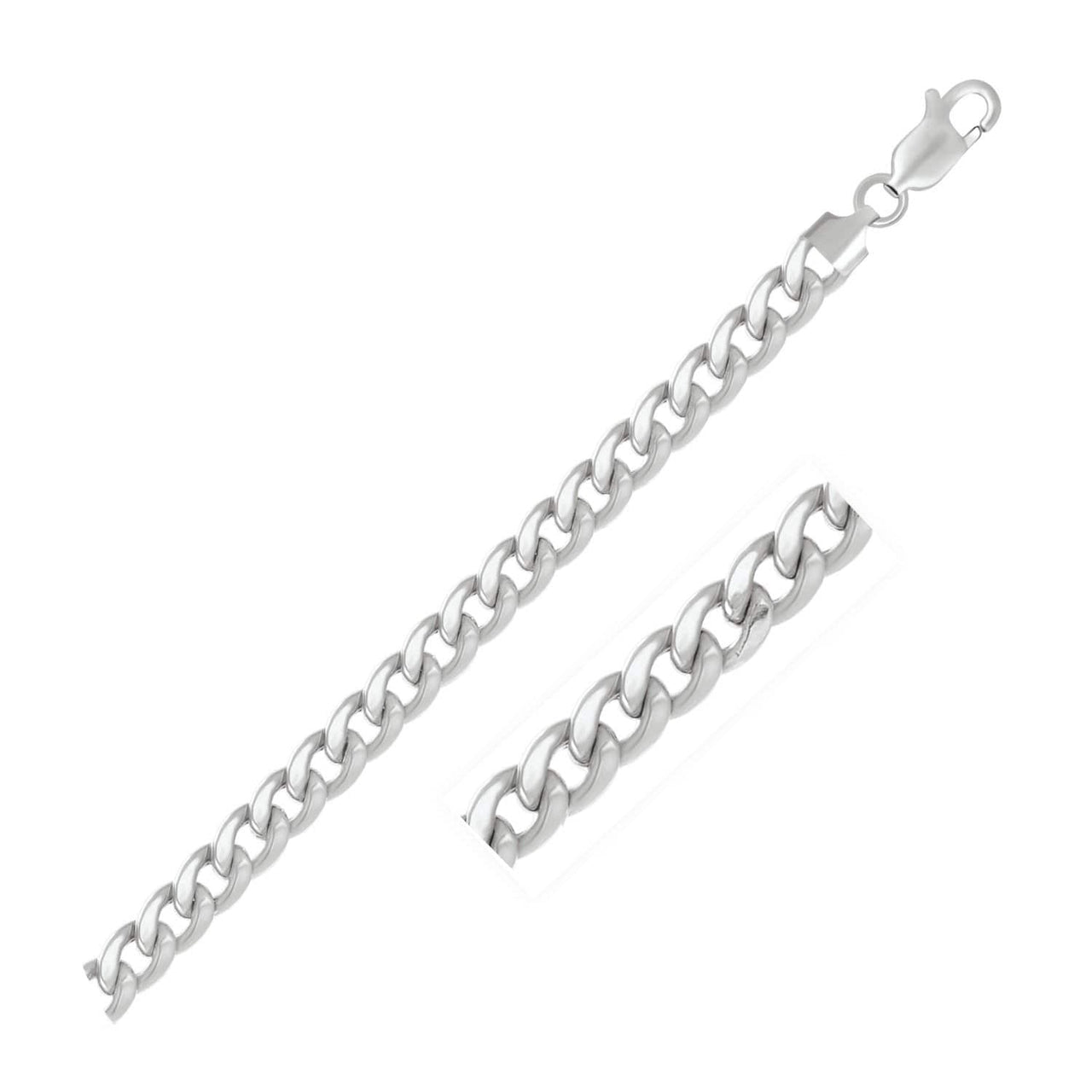 6.7mm 14k White Gold Light Miami Cuban Bracelet Bracelets Angelucci Jewelry   