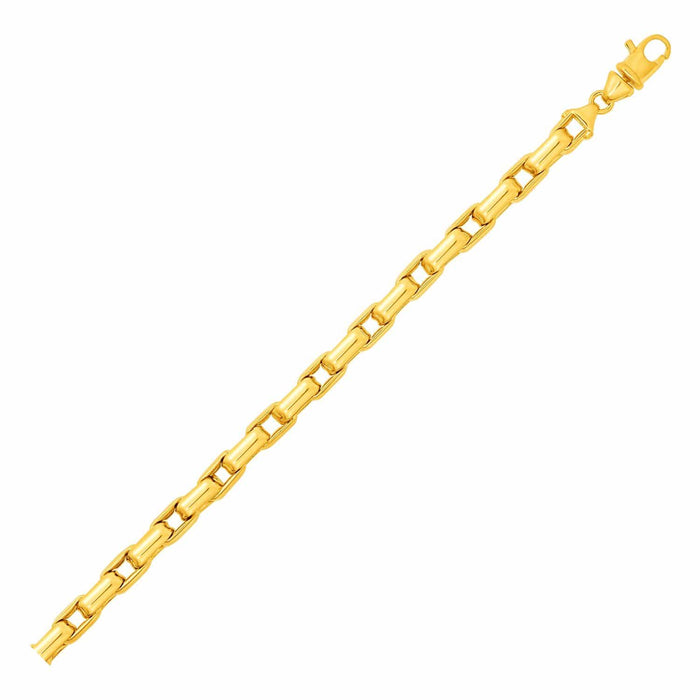 Mens Polished Rectangular Link Bracelet in 14k Yellow Gold Bracelets Angelucci Jewelry   