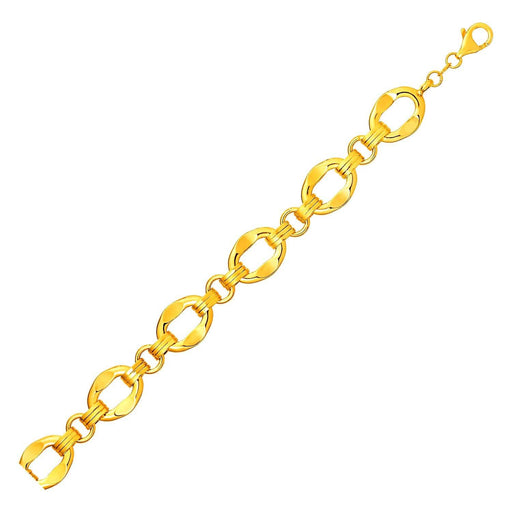 Wide Oval Link Bracelet in 14k Yellow Gold Bracelets Angelucci Jewelry   