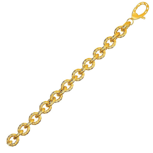 Textured Oval Link Bracelet in 14k Yellow Gold Bracelets Angelucci Jewelry   