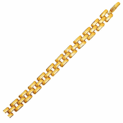 Three-Row Panther Link Bracelet in 14k Yellow Gold Bracelets Angelucci Jewelry   
