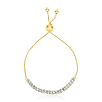 Thumbnail for 14k Two-Tone Yellow and White Gold Adjustable Textured Bracelet Bracelets Angelucci Jewelry   