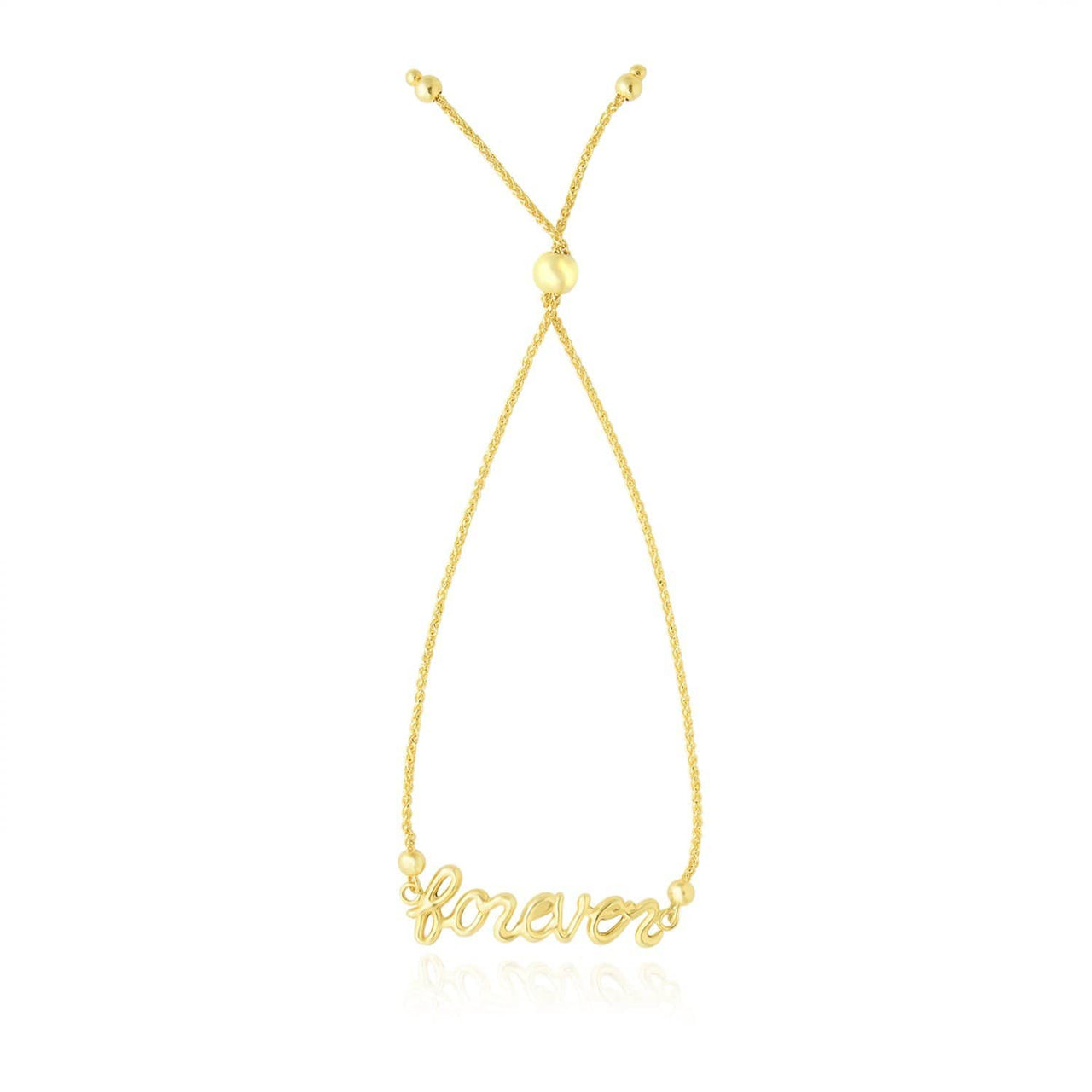 14k Yellow Gold FOREVER Ajustable Lariat Design Bracelet Bracelets Angelucci Jewelry   