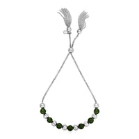 Thumbnail for Adjustable Bead Bracelet with Green Jade in Sterling Silver Bracelets Angelucci Jewelry   