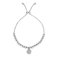 Thumbnail for Adjustable Bead Bracelet with Round Charm and Cubic Zirconias in Sterling Silver Bracelets Angelucci Jewelry   