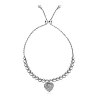 Thumbnail for Adjustable Bead Bracelet with Round Charm and Cubic Zirconias in Sterling Silver Bracelets Angelucci Jewelry   