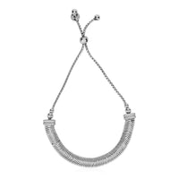 Thumbnail for Adjustable Herringbone Texture Draw String Bracelet in Sterling Silver Bracelets Angelucci Jewelry   