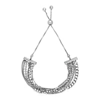 Thumbnail for Adjustable Multi Chain Bracelet in Sterling Silver Bracelets Angelucci Jewelry   