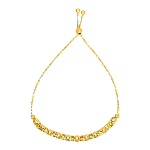Adjustable Round Link Chain Bracelet in 14k Yellow Gold Bracelets Angelucci Jewelry   
