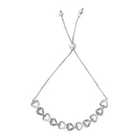 Thumbnail for Adjustable Bracelet with Hearts and Diamonds in Sterling Silver Bracelets Angelucci Jewelry   