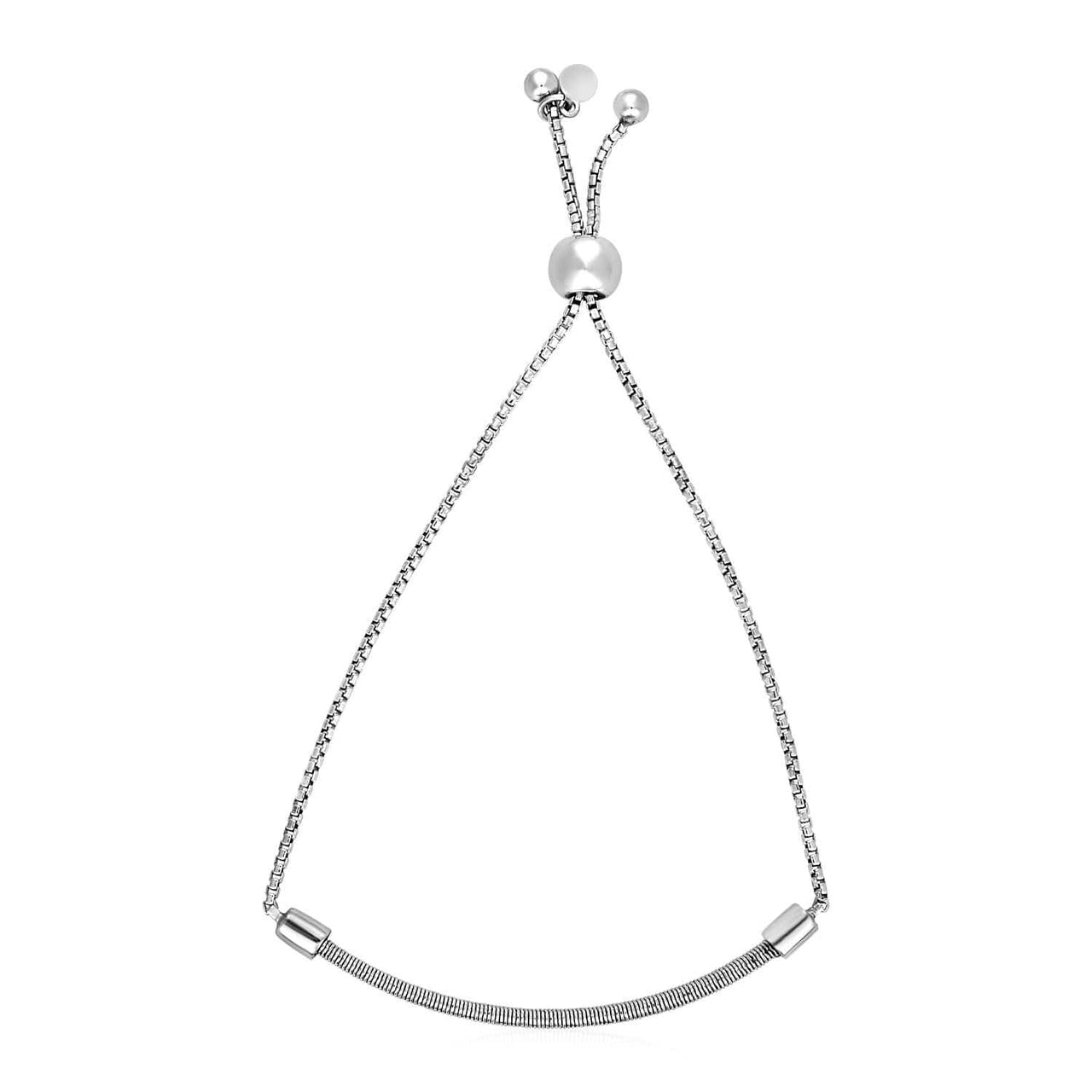 Adjustable Bracelet with Textured Curved Bar in Sterling Silver Bracelets Angelucci Jewelry   