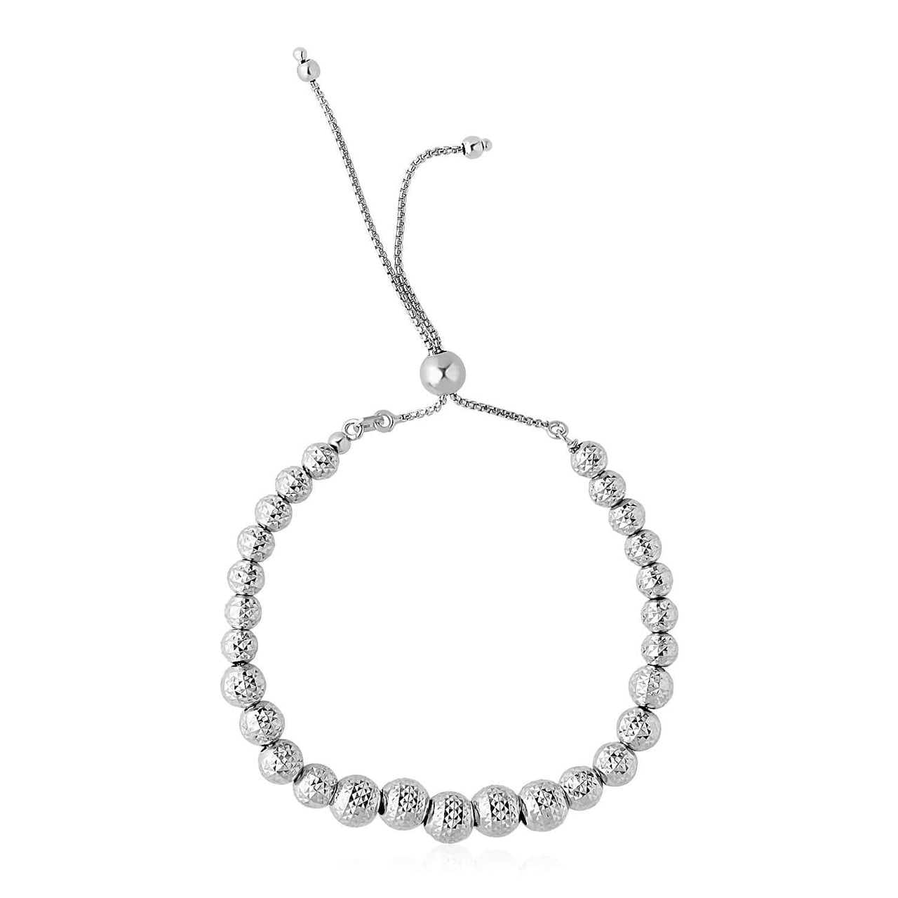 Adjustable Graduated Bead Bracelet with Geometric Texture in Sterling Silver Bracelets Angelucci Jewelry   