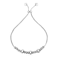 Thumbnail for Adjustable Matte and Textured Bead Bracelet in Sterling Silver Bracelets Angelucci Jewelry   