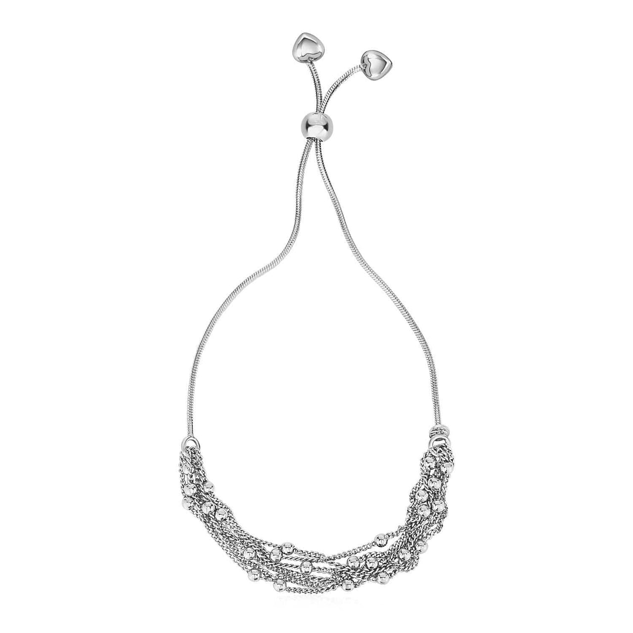 Adjustable Multi-Strand Chain and Bead Bracelet in Sterling Silver Bracelets Angelucci Jewelry   