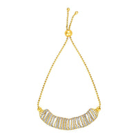 Thumbnail for Textured Bar Motif Adjustable Bracelet in 14k Yellow and White Gold Bracelets Angelucci Jewelry   