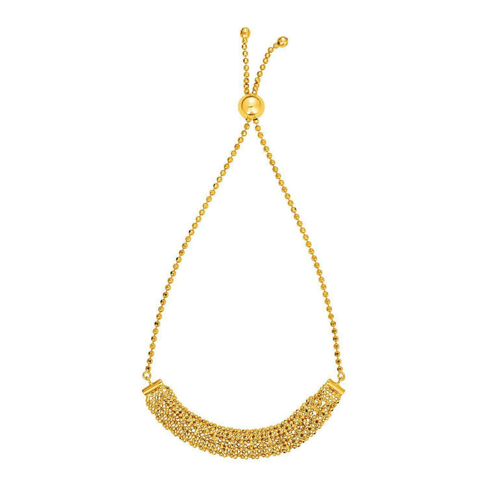 Textured Chain Motif Adjustable Bracelet in 14k Yellow Gold Bracelets Angelucci Jewelry   