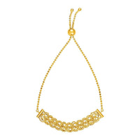 Thumbnail for Textured Open Link Chain Motif Adjustable Bracelet in 14k Yellow Gold Bracelets Angelucci Jewelry   