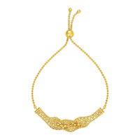 Thumbnail for Textured Wavy Chain Motif Adjustable Bracelet in 14k Yellow Gold Bracelets Angelucci Jewelry   