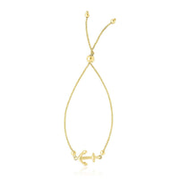 Thumbnail for 14k Yellow Gold Anchor Design Adjustable Lariat Bracelet Bracelets Angelucci Jewelry   