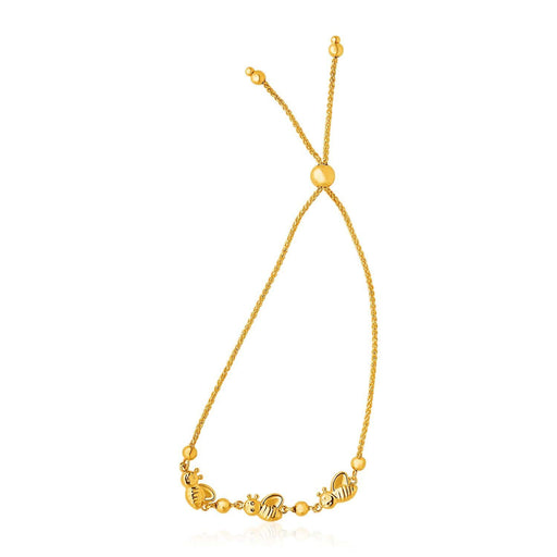 14k Yellow Gold Bumblebee Station Lariat Design Bracelet Bracelets Angelucci Jewelry   