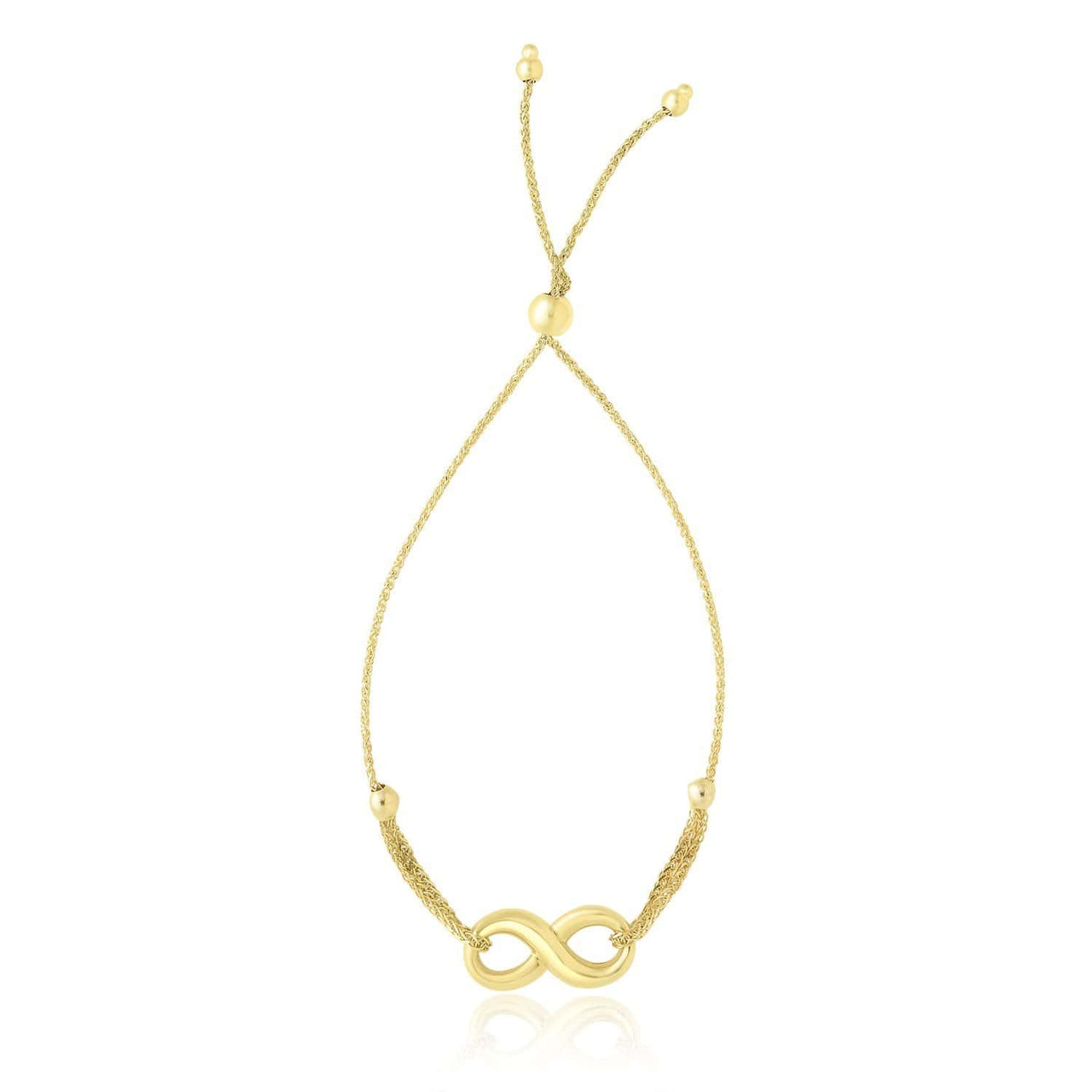 14k Yellow Gold Infinity Motif Adjustable Lariat Bracelet Bracelets Angelucci Jewelry   