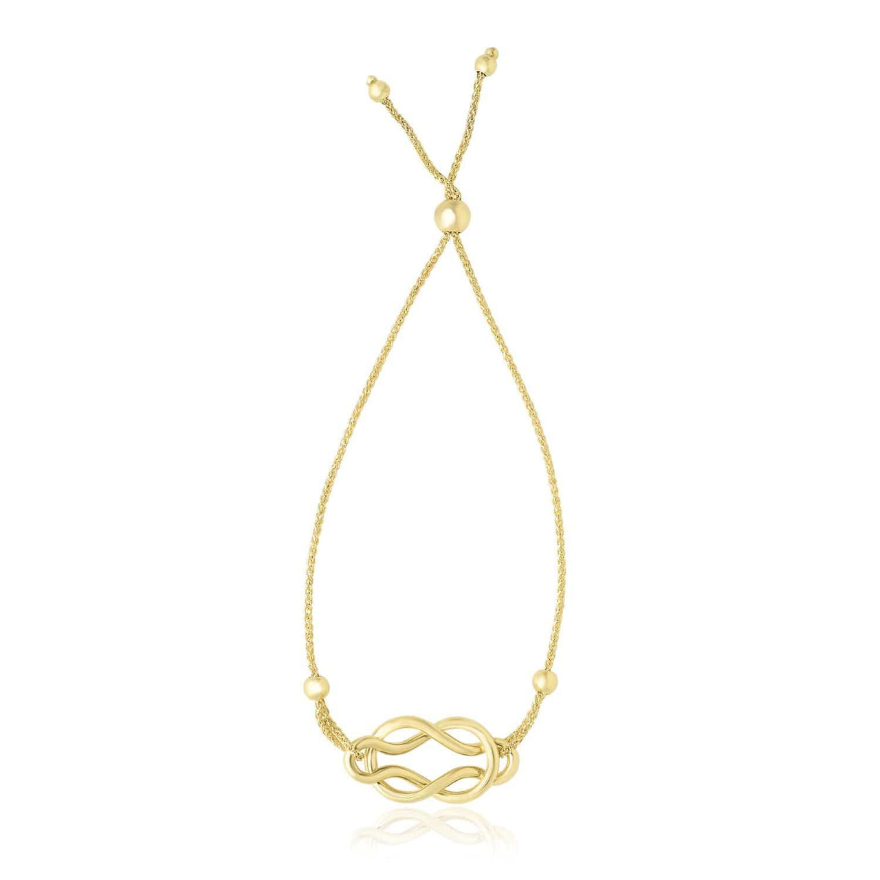 14k Yellow Gold Reef Knot Style Adjustable Lariat Bracelet Bracelets Angelucci Jewelry   