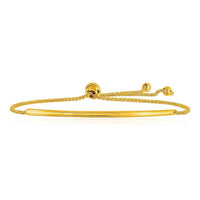 Thumbnail for 14k Yellow Gold Smooth Curved Bar Lariat Design Bracelet Bracelets Angelucci Jewelry   