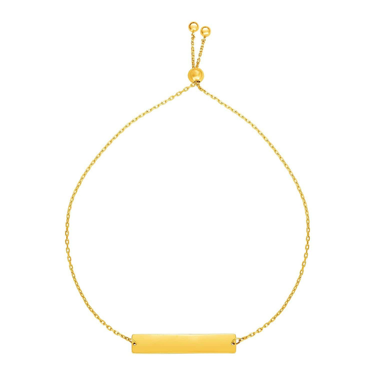 Adjustable Bracelet with Shiny Bar in 14k Yellow Gold Bracelets Angelucci Jewelry   