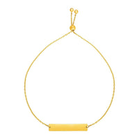 Thumbnail for Adjustable Bracelet with Shiny Bar in 14k Yellow Gold Bracelets Angelucci Jewelry   