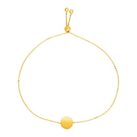 Thumbnail for Adjustable Bracelet with Shiny Circle in 14k Yellow Gold Bracelets Angelucci Jewelry   