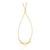 Thumbnail for 14k Yellow Gold Adjustable Puffed Heart Stations Lariat Style Bracelet Bracelets Angelucci Jewelry   