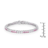 Thumbnail for 9.7Ct Princess Cut 7in CZ Pink and Clear Rhodium Bracelet Bracelets JGI   